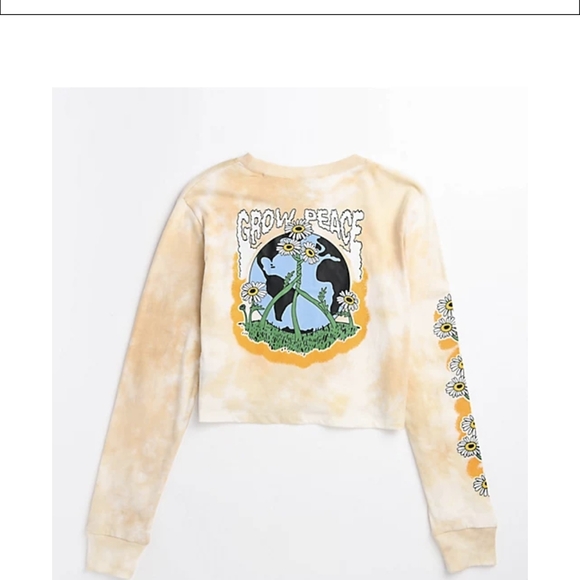 Empyre Kode Grow Peace Tie Dye Long Sleeve Crop T-Shirt - Picture 2 of 3